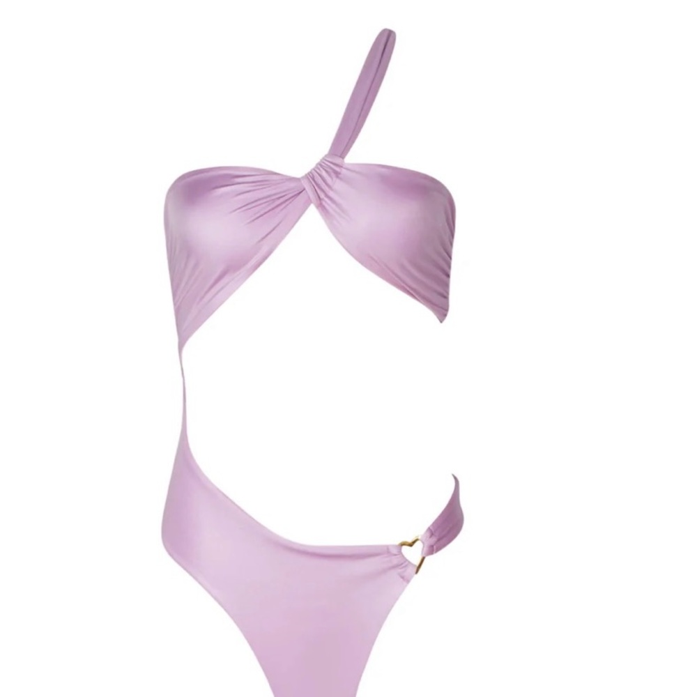 Modern Purple One-Piece Swimsuit with Cut-Out Design
